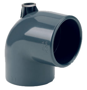 90° Winkel mit 2-Fach-Klebemuffe und Stutzen mit Innengewinde